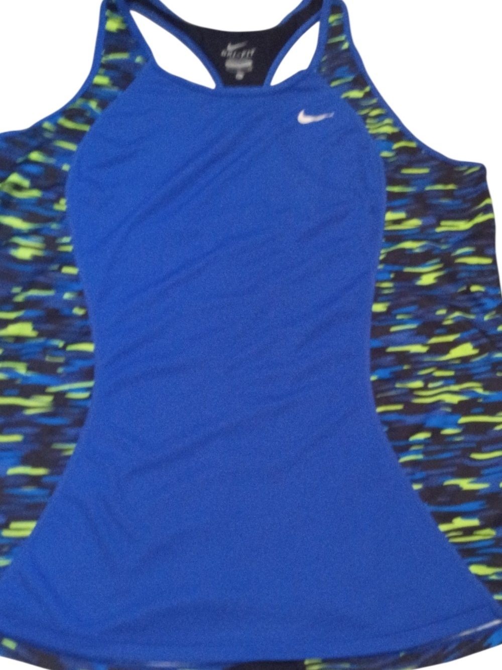 Nike Women’s Blue Racerback Swim Top - Blue/Green Print